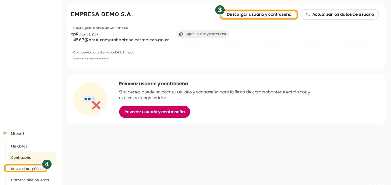 Botón Descargar usuario y contraseña